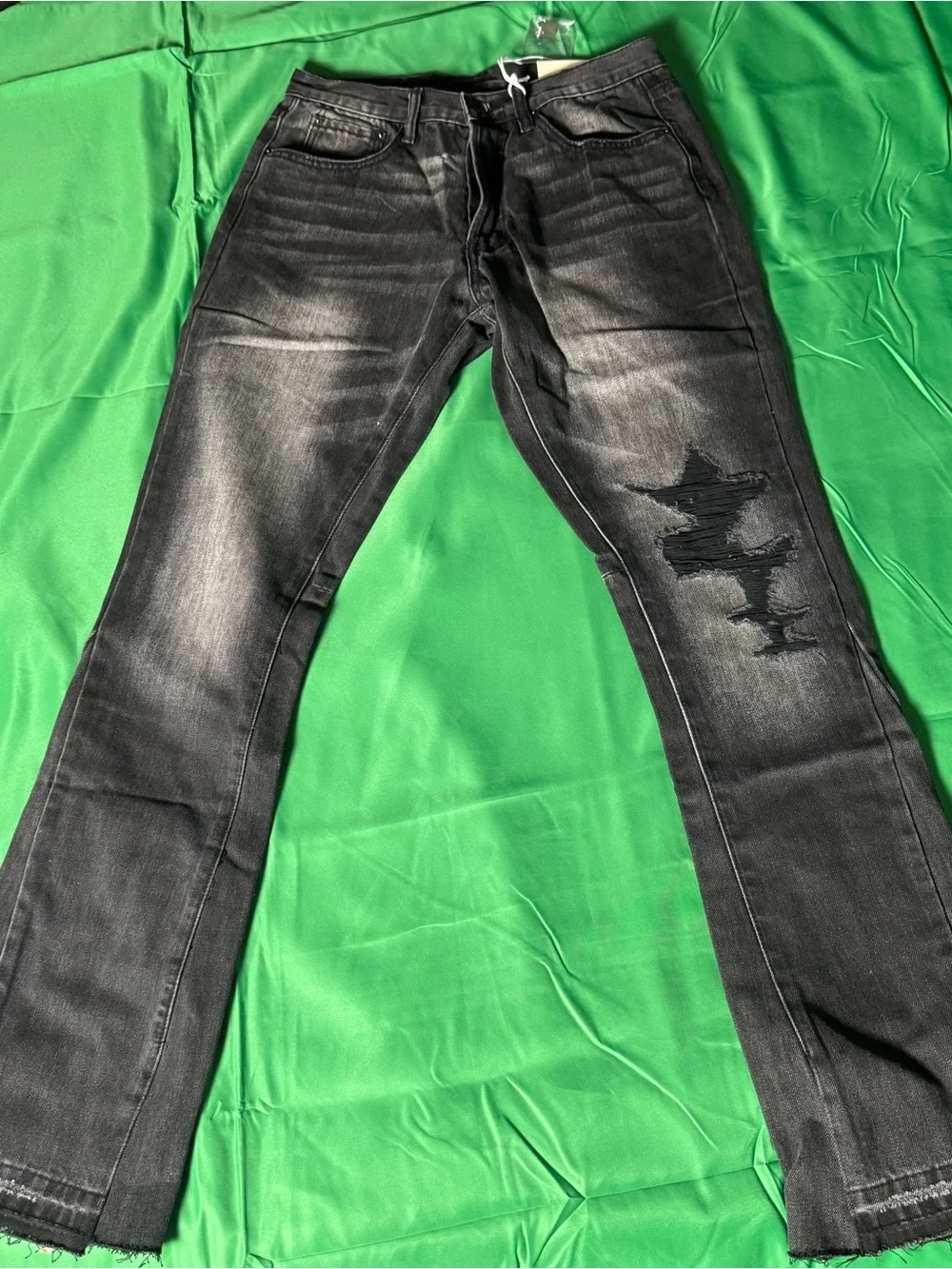 MNMLMen's Flare Jeans Washed Black Distressed Size 29